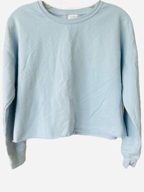 love, Fire Pale Blue Crop Sweatshirt Relaxed Cozy Pullover M